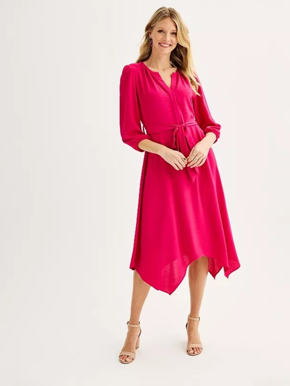 Women’s Nine West Long Sleeve Handkerchief Hem Dress sz Small